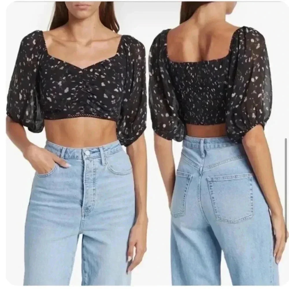 NWT Ba&sh Topaz Crop Floral Top size XS